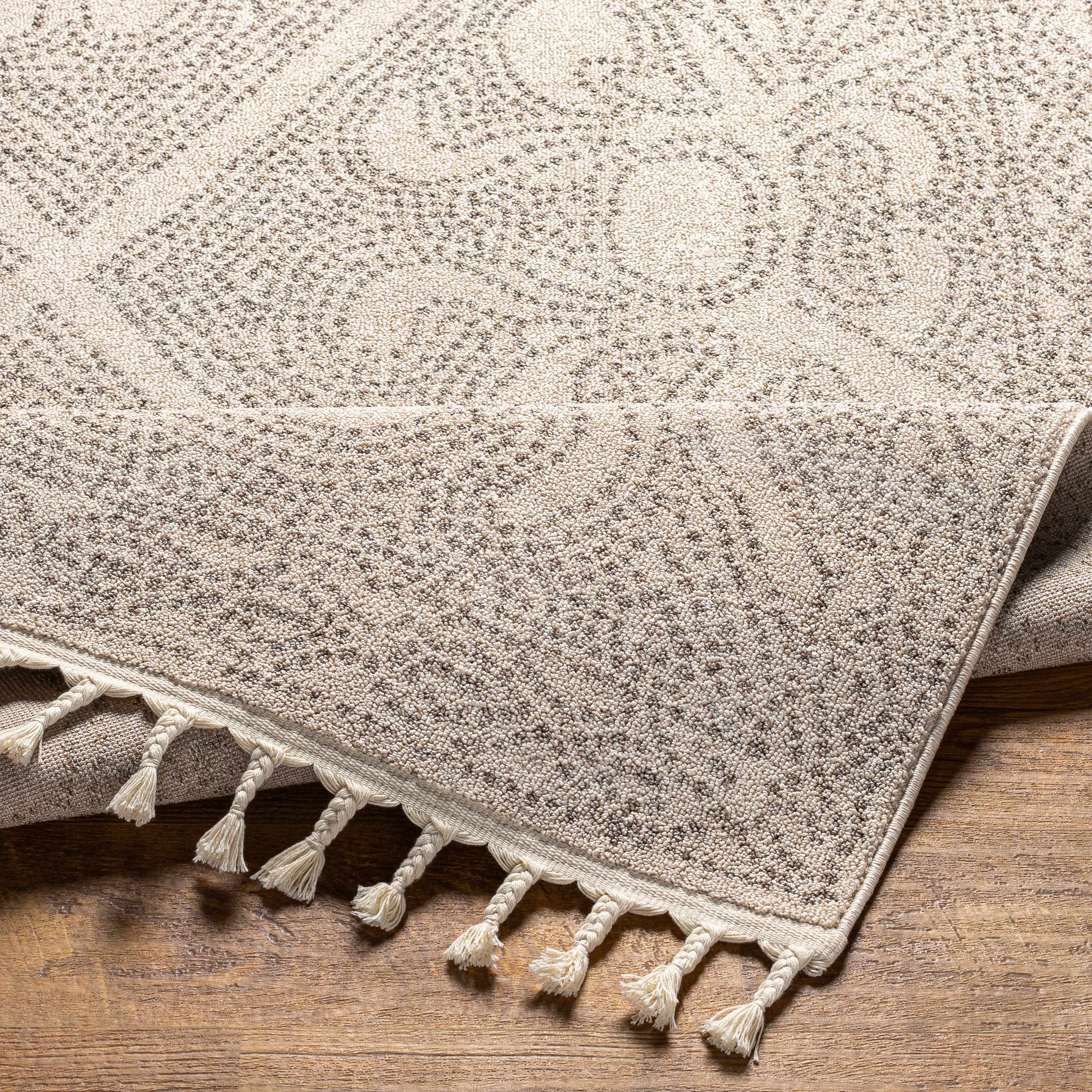 Birdwood Cream & Brown Area Rug | Dot & Floral Pattern Design – Hauteloom