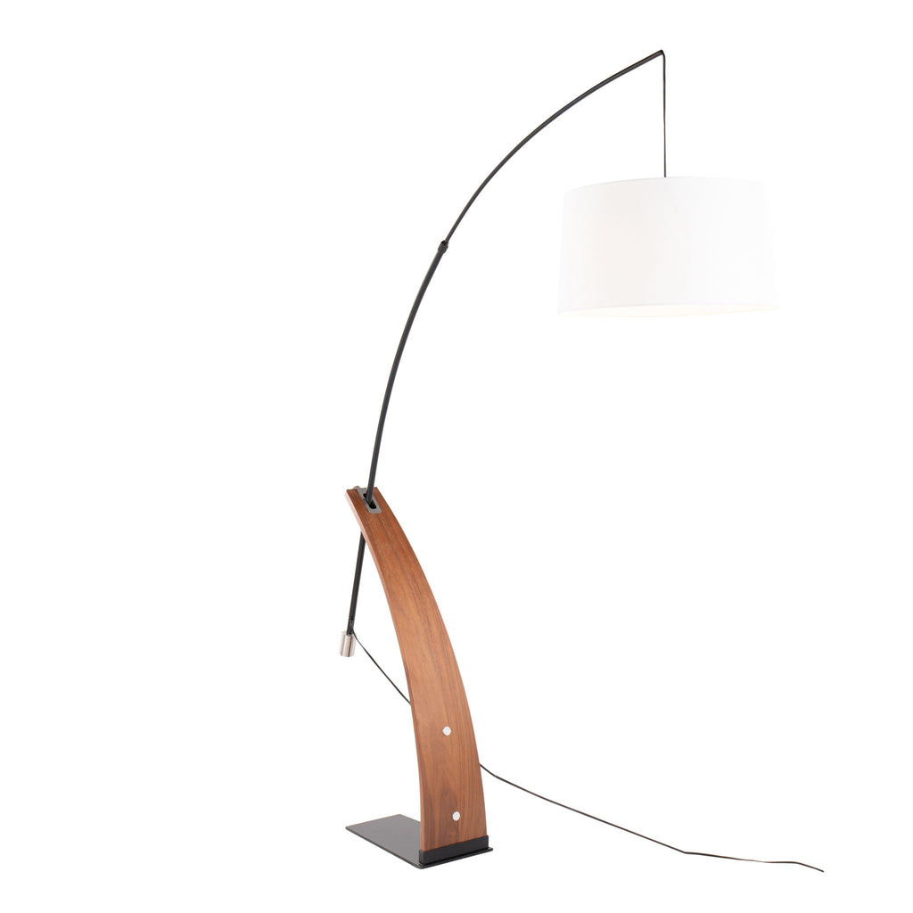 Robyn Mid-Century Floor Lamp | Arched Metal & Wood Accent Floor Lamp