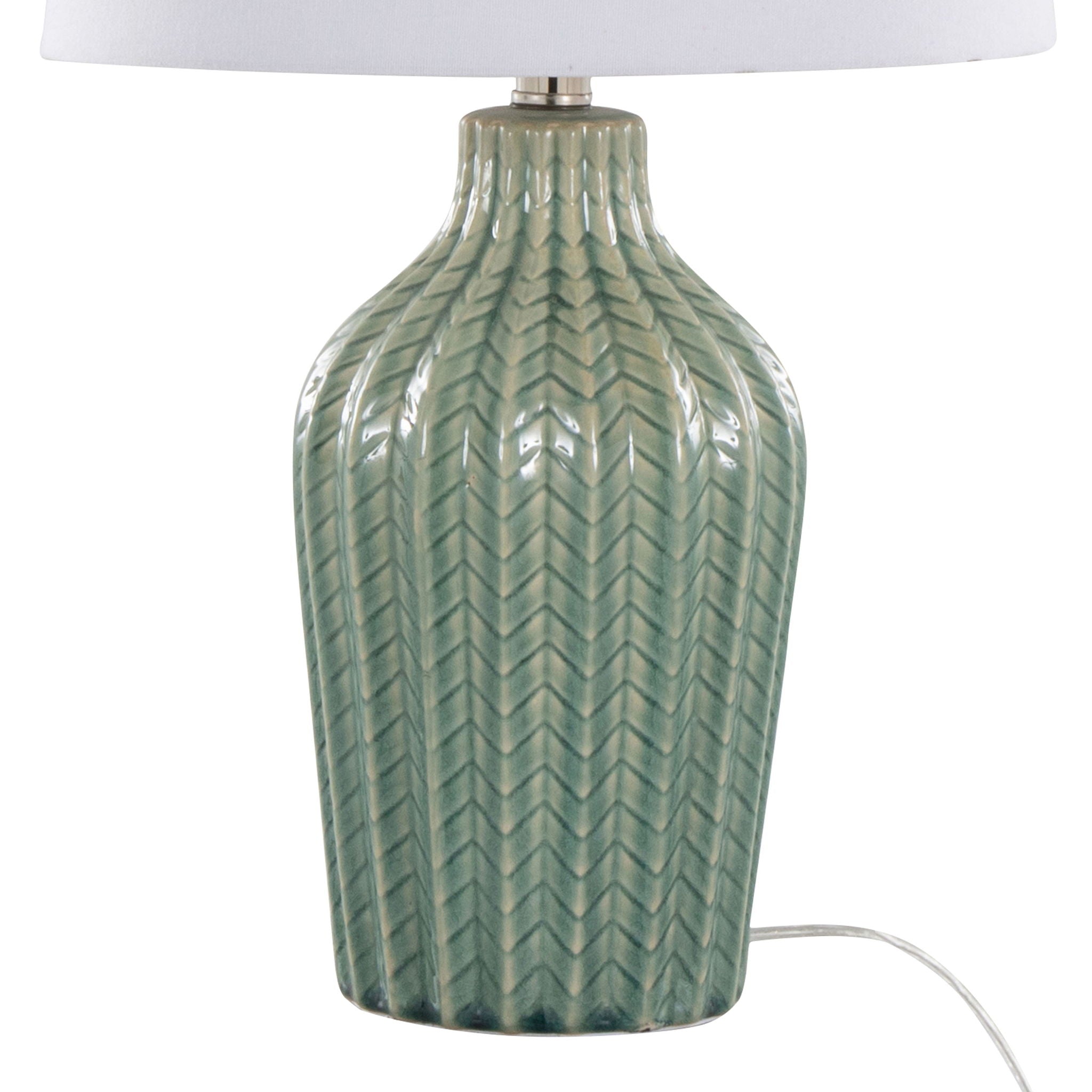 Rockwell Chevron Ceramic Table Lamp Set | Glossy Patterned Table Lamp Set of 2