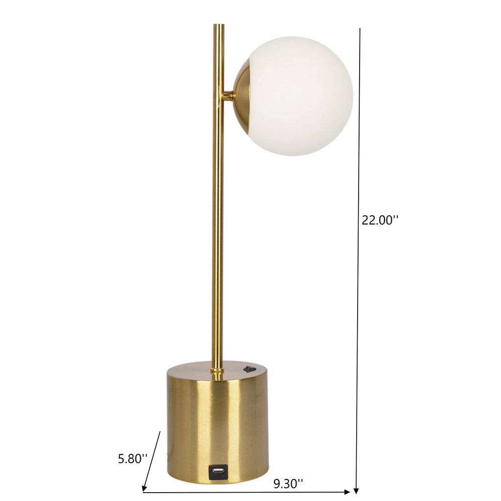 Ethereal Globe Desk Lamp | Compact Gold Base Globe Shade Table Lamp