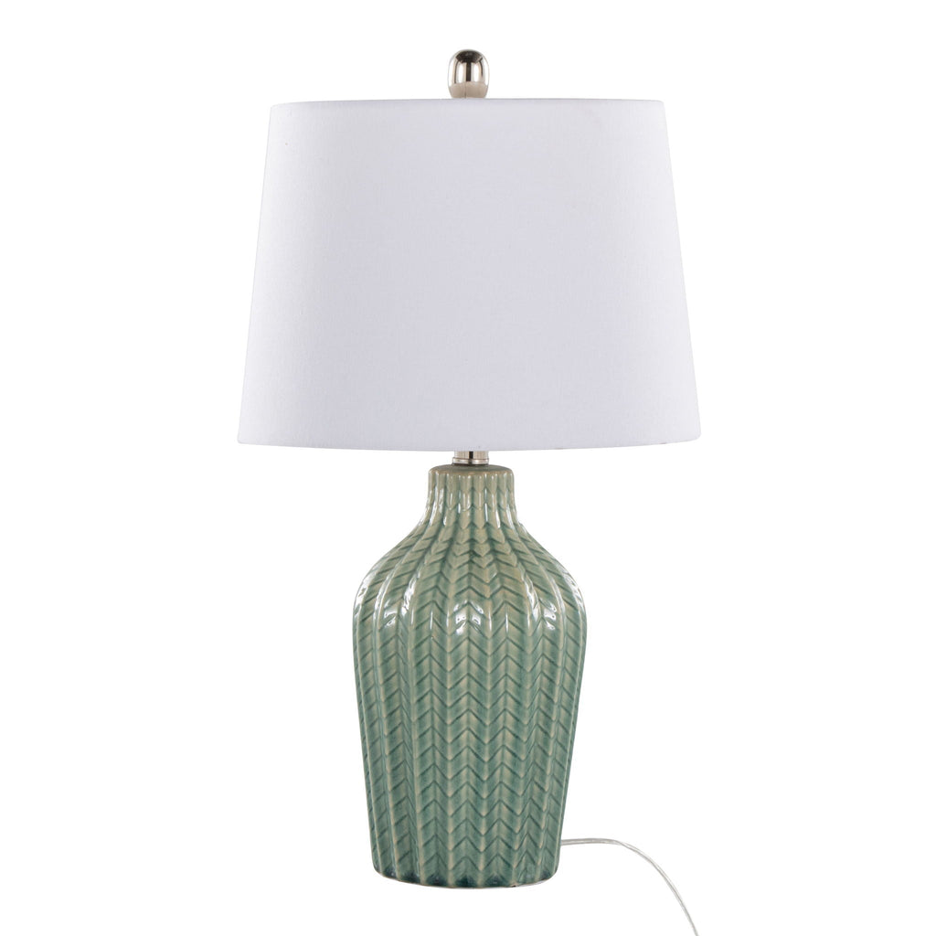 Rockwell Chevron Ceramic Table Lamp Set | Glossy Patterned Table Lamp Set of 2