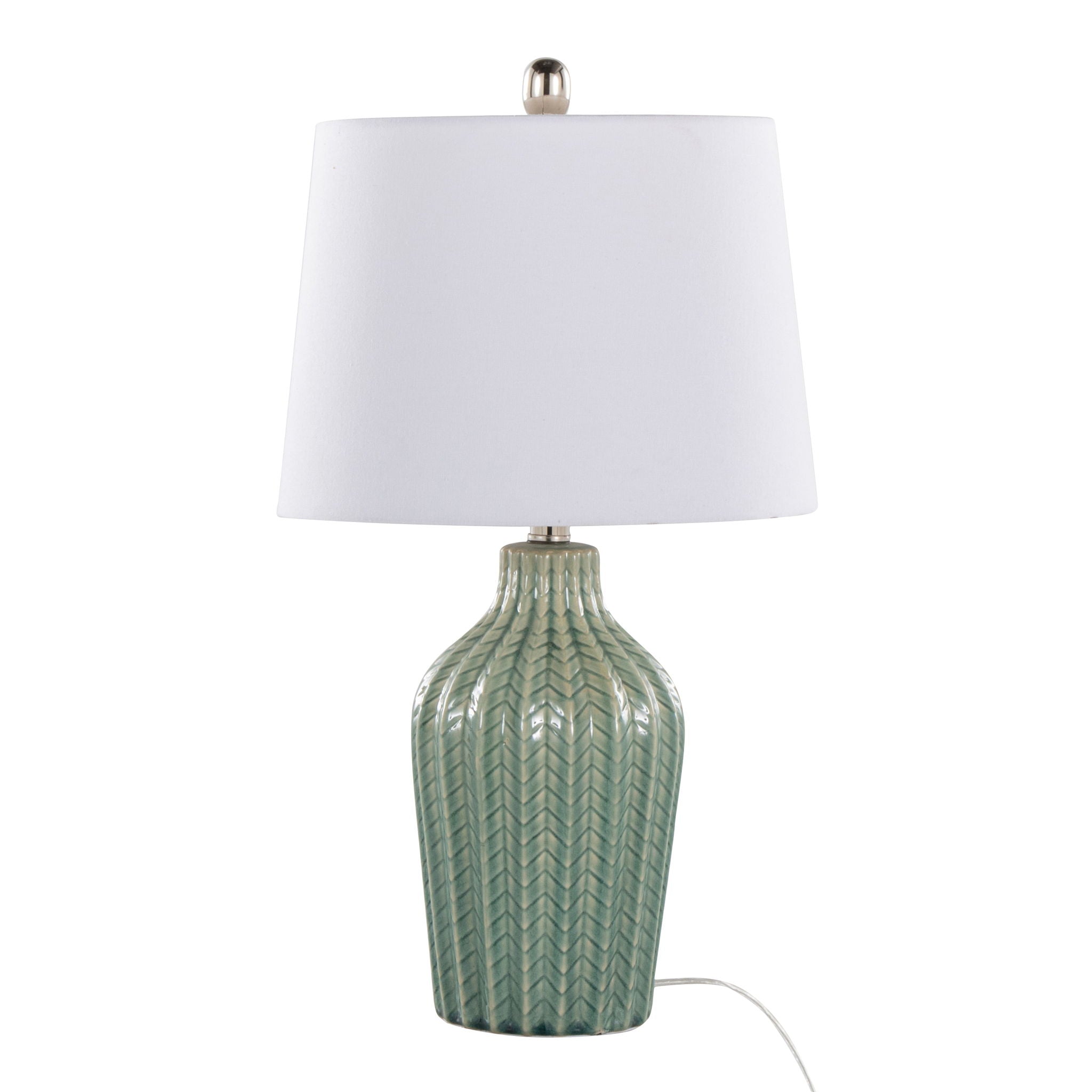Rockwell Chevron Ceramic Table Lamp Set | Glossy Patterned Table Lamp Set of 2