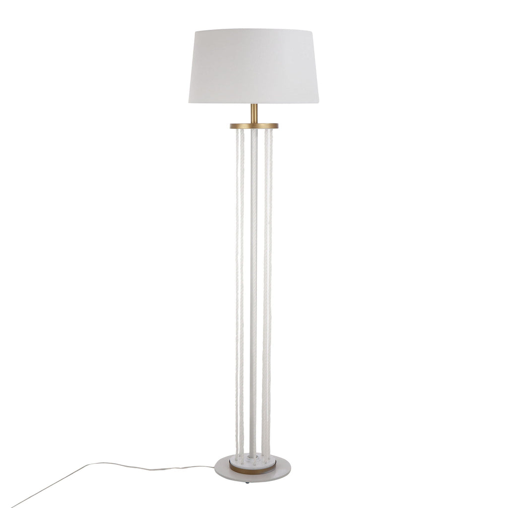 Rope Floor Lamp | White Rope & Gold Metal Contemporary Floor Lamp