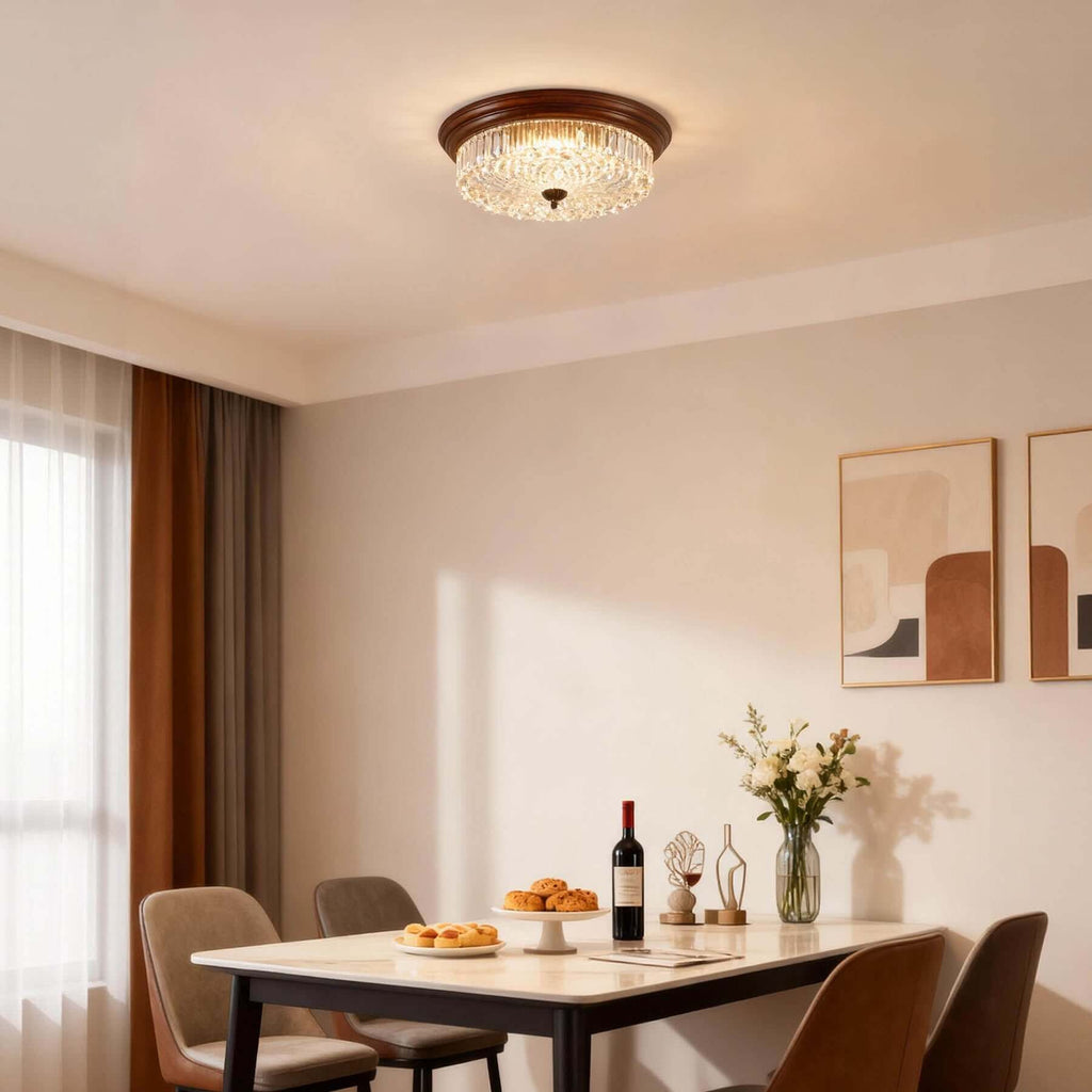Faleni Glass Ceiling Light | Round Flush Mount Tri-Color 3-Size Design