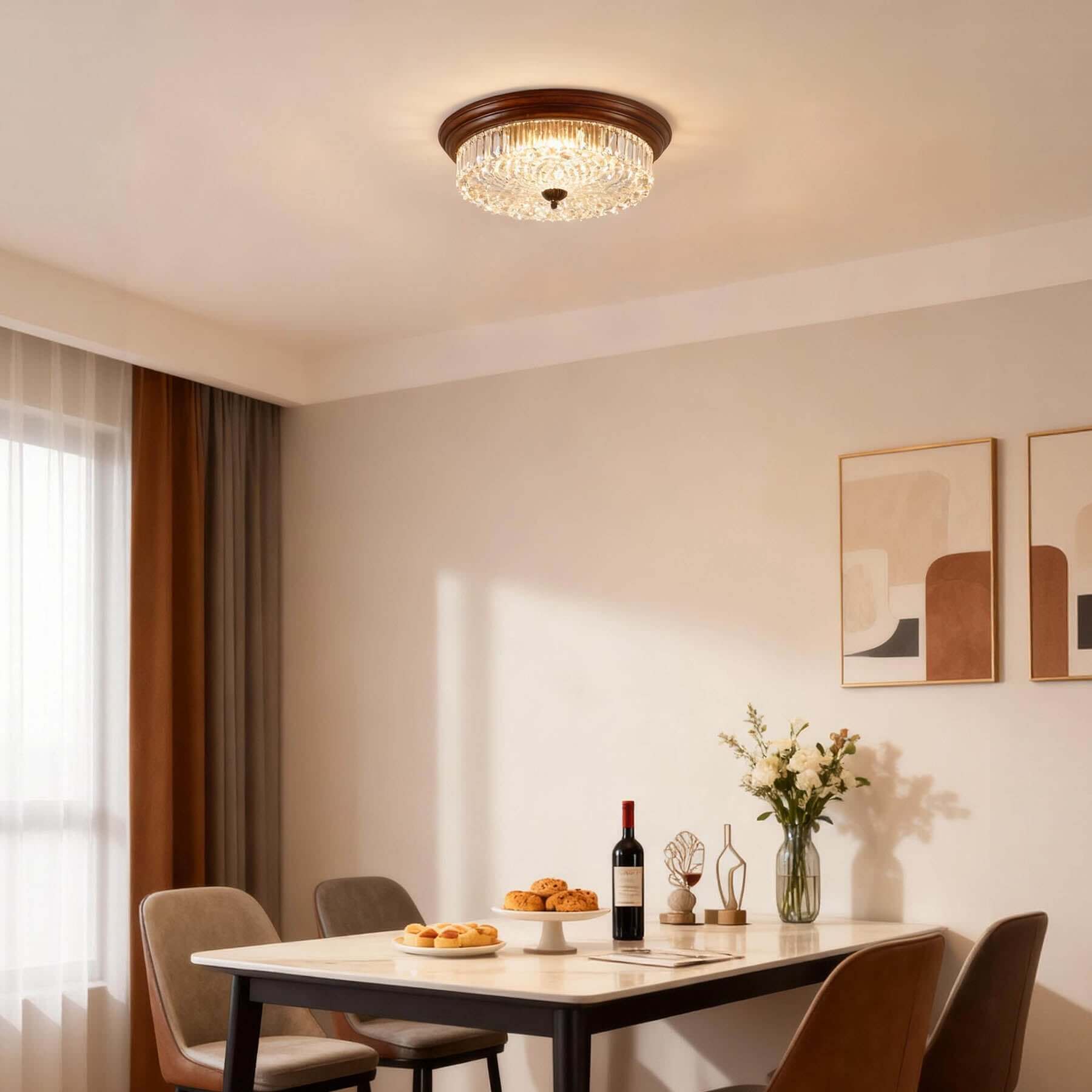 Faleni Glass Ceiling Light | Round Flush Mount Tri-Color 3-Size Design