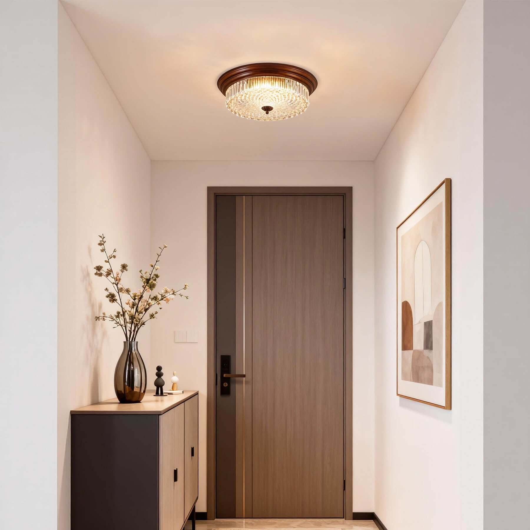 Faleni Glass Ceiling Light | Round Flush Mount Tri-Color 3-Size Design