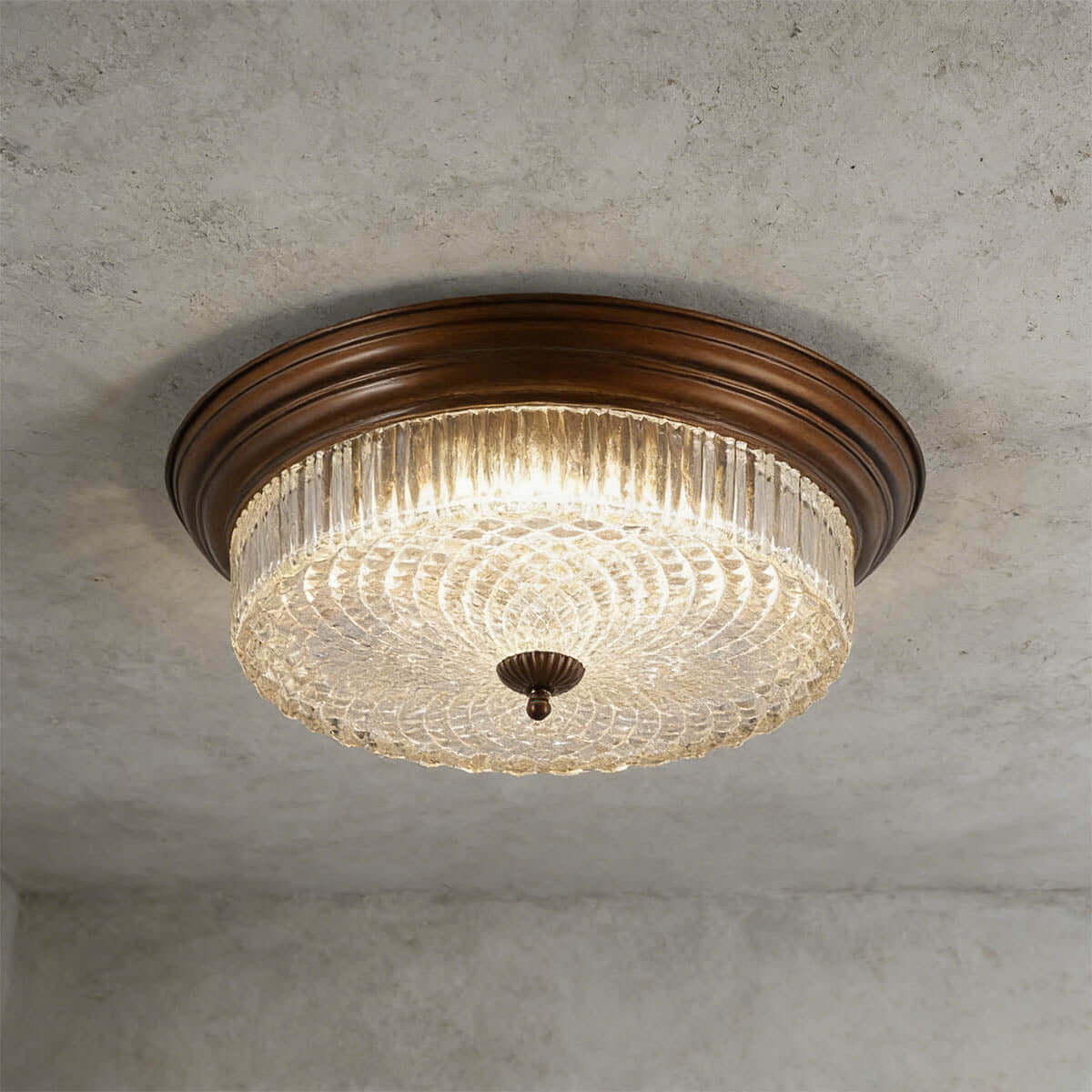 Faleni Glass Ceiling Light | Round Flush Mount Tri-Color 3-Size Design