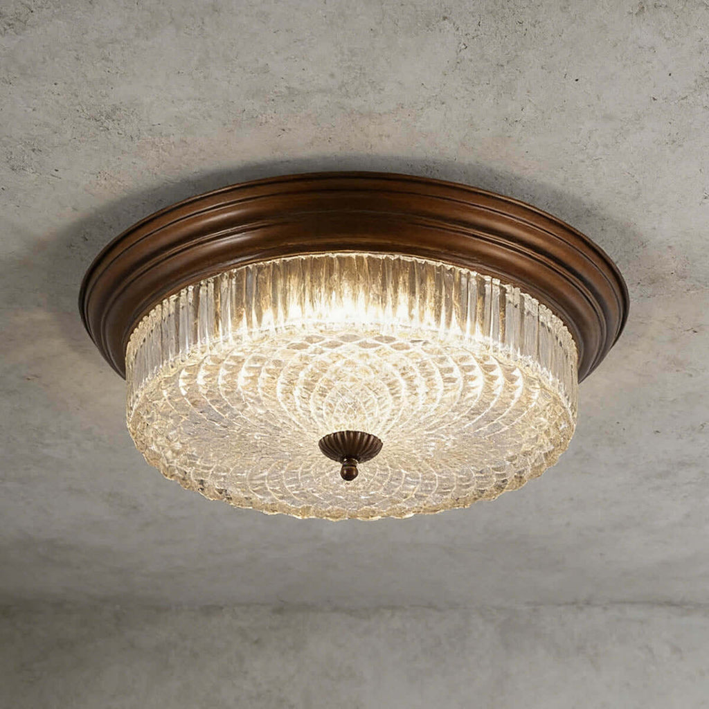 Faleni Glass Ceiling Light | Round Flush Mount Tri-Color 3-Size Design