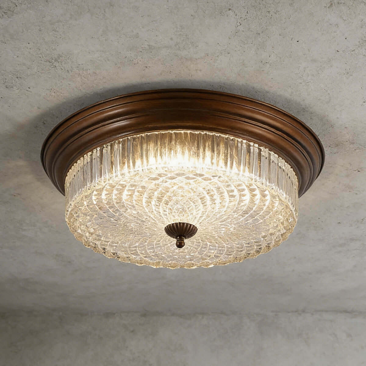 Faleni Glass Ceiling Light | Round Flush Mount Tri-Color 3-Size Design