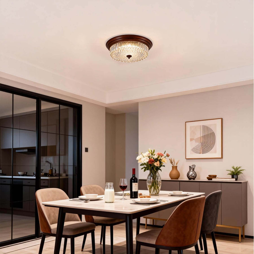 Faleni Glass Ceiling Light | Round Flush Mount Tri-Color 3-Size Design