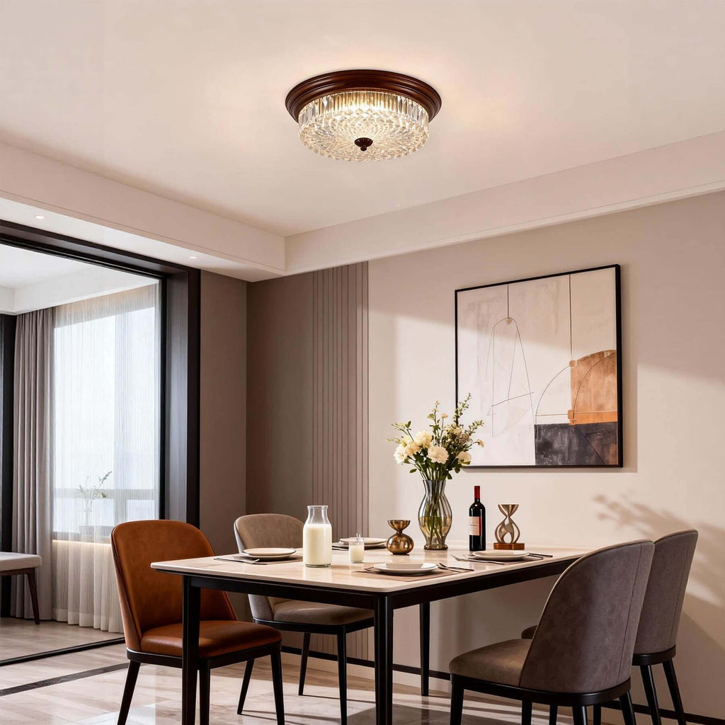 Faleni Glass Ceiling Light | Round Flush Mount Tri-Color 3-Size Design