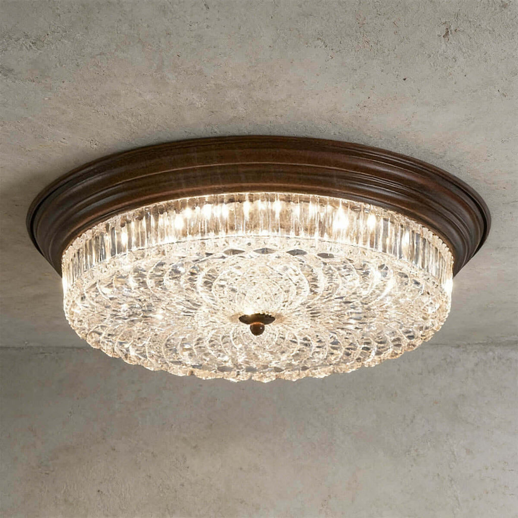 Faleni Glass Ceiling Light | Round Flush Mount Tri-Color 3-Size Design