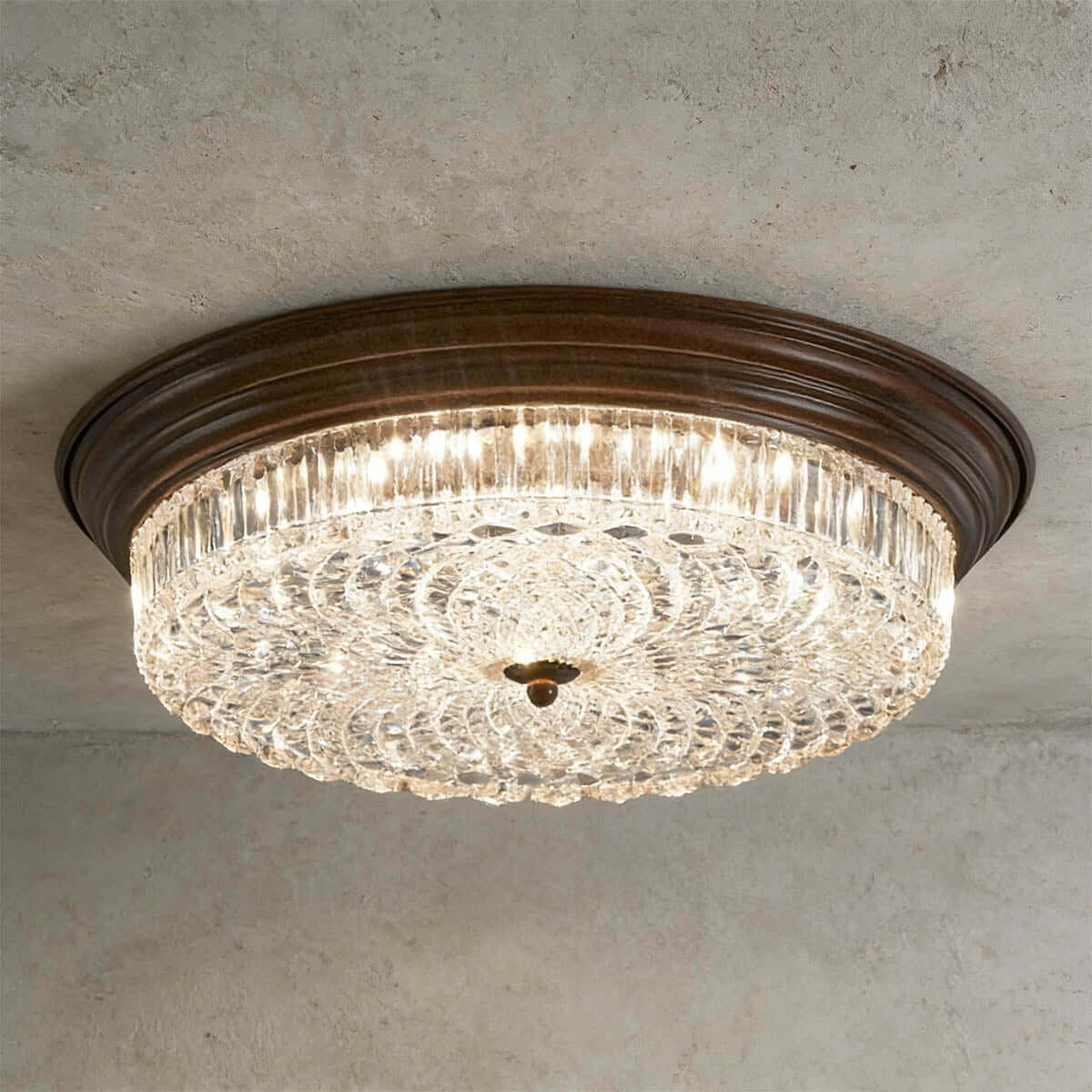 Faleni Glass Ceiling Light | Round Flush Mount Tri-Color 3-Size Design