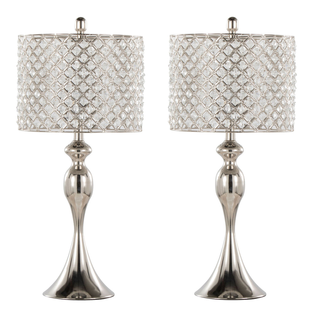 Ashland Square Crystal Table Lamp Set | Square Crystal Hourglass Table Lamp Set of 2