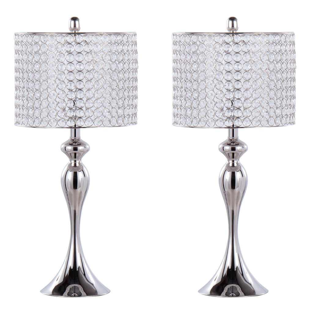 Ashland Crystal Bead Table Lamp Set | Crystal Bead Hourglass Table Lamp Set of 2