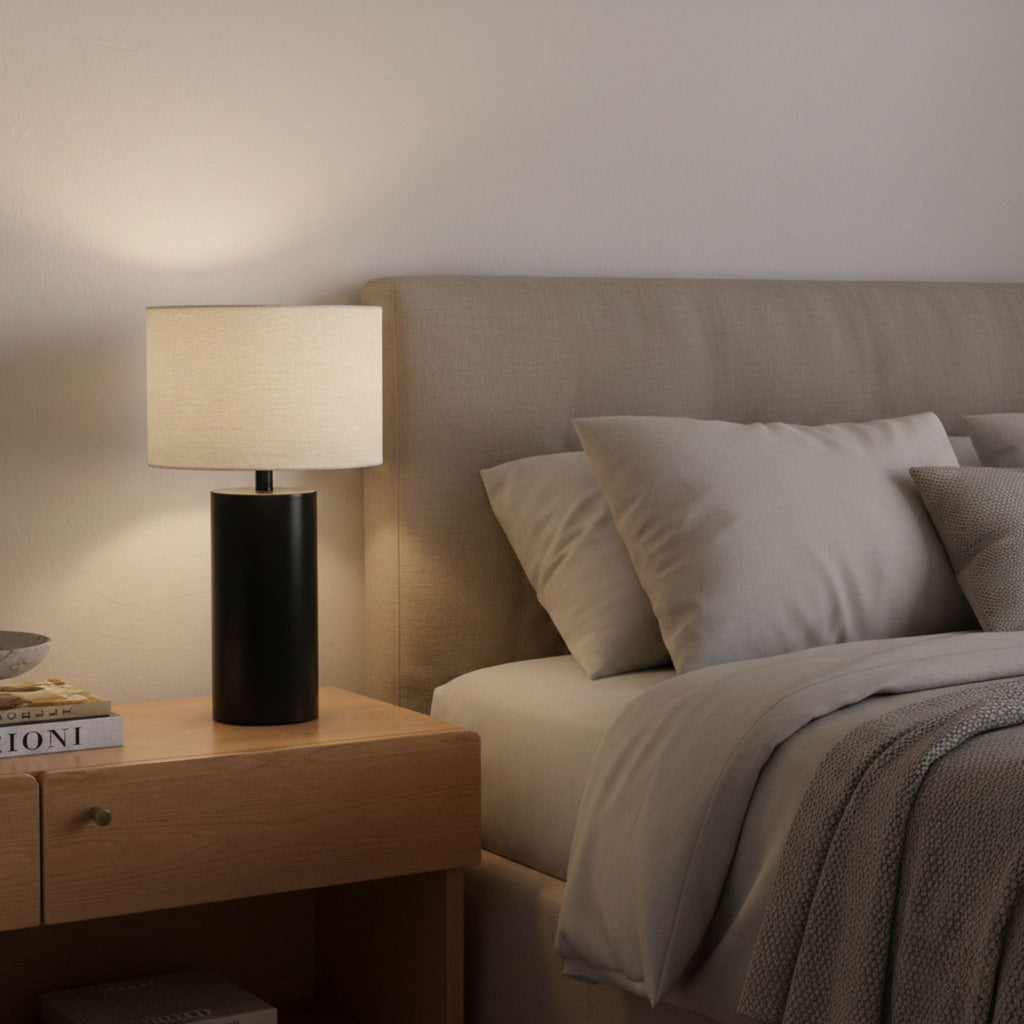 Aura Table Lamp | Sleek Black Block Base Contemporary Table Lamp