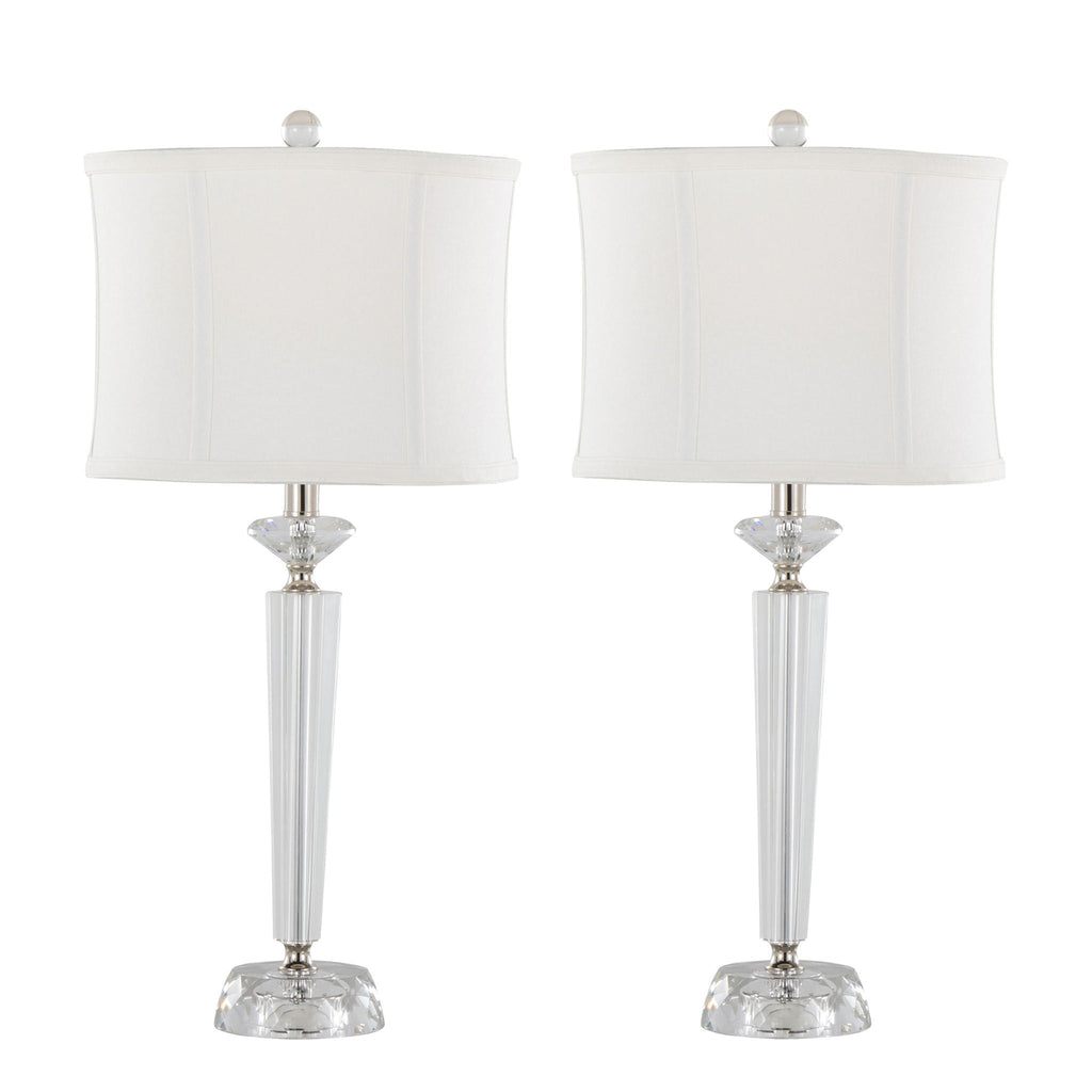 Diamond Torch Crystal Table Lamp Set | Faceted Crystal Torch Table Lamp Set of 2
