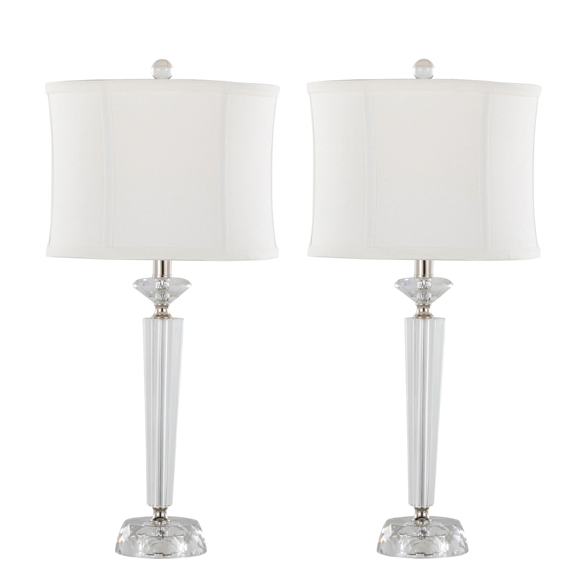 Diamond Torch Crystal Table Lamp Set | Faceted Crystal Torch Table Lamp Set of 2