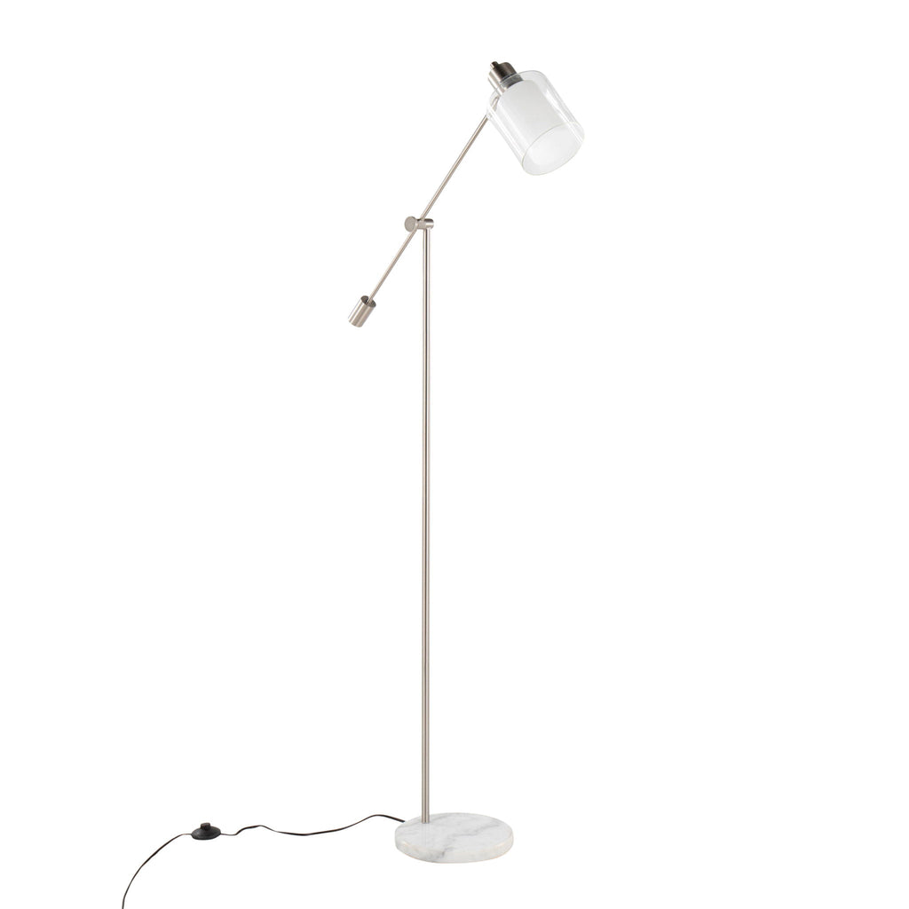 Marcel Floor Lamp | Marble Base & Glass Shade Contemporary Floor Lamp