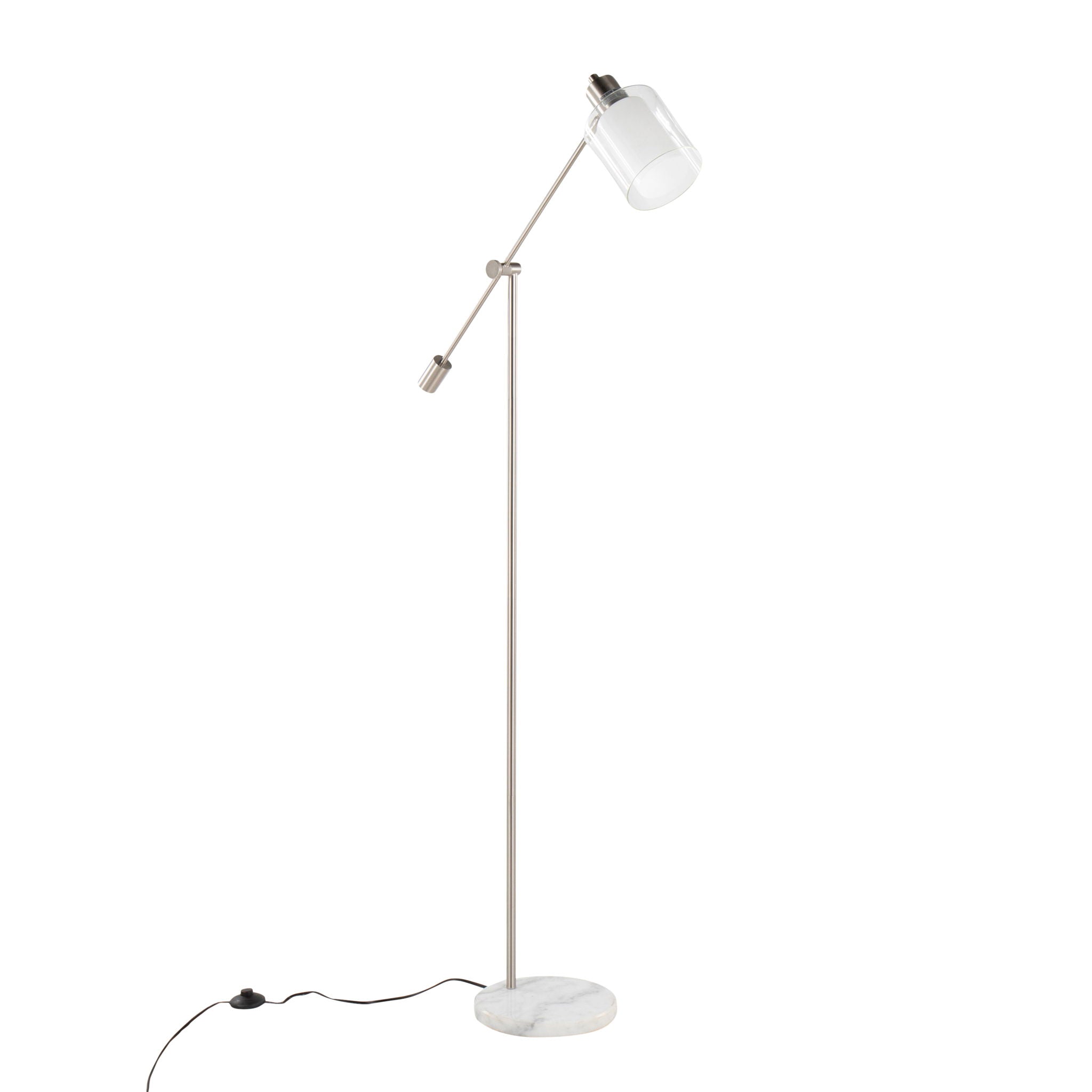 Marcel Floor Lamp | Marble Base & Glass Shade Contemporary Floor Lamp