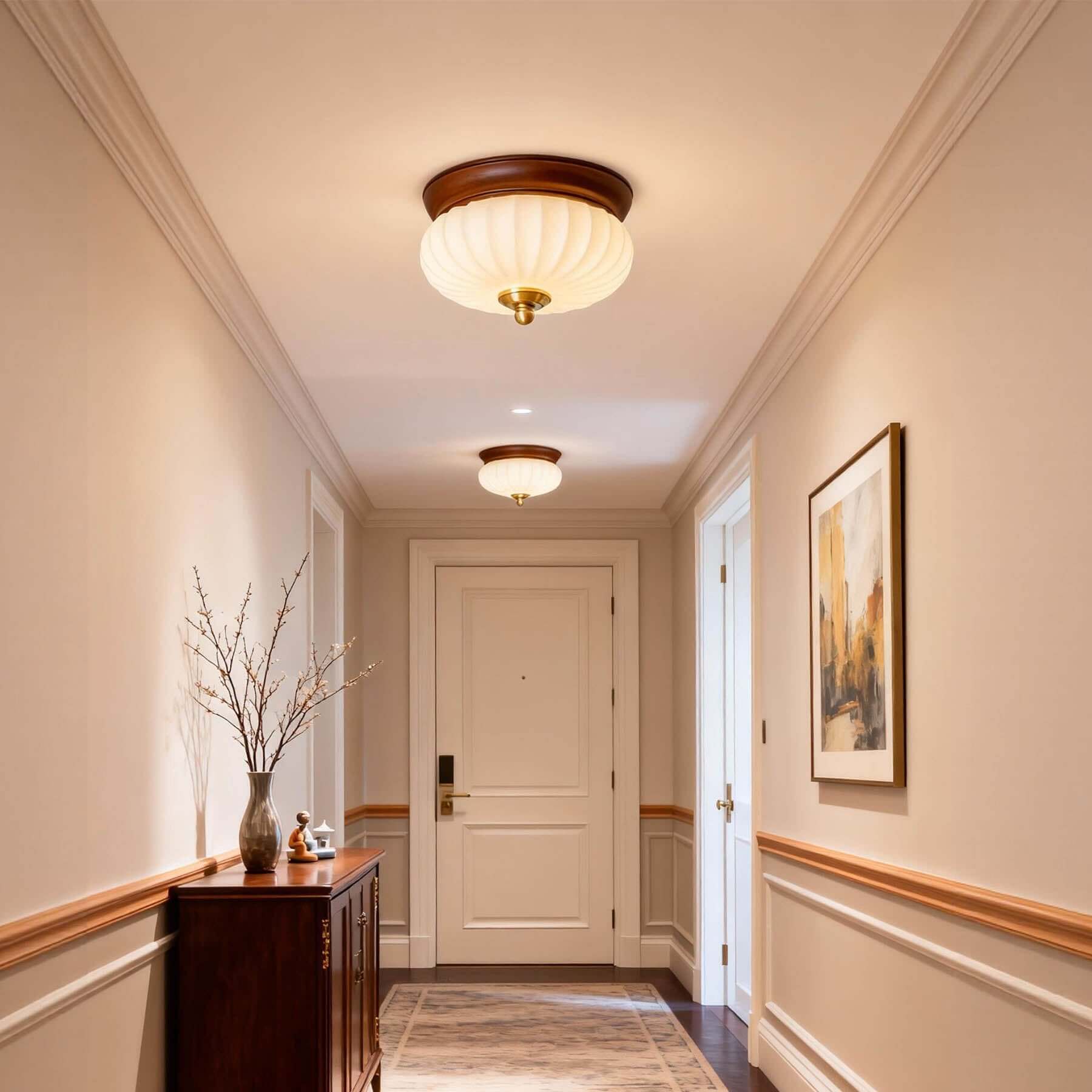 Firavo Milk Glass Ceiling Lamp | Wabi-Sabi Flush Mount Bedroom Light