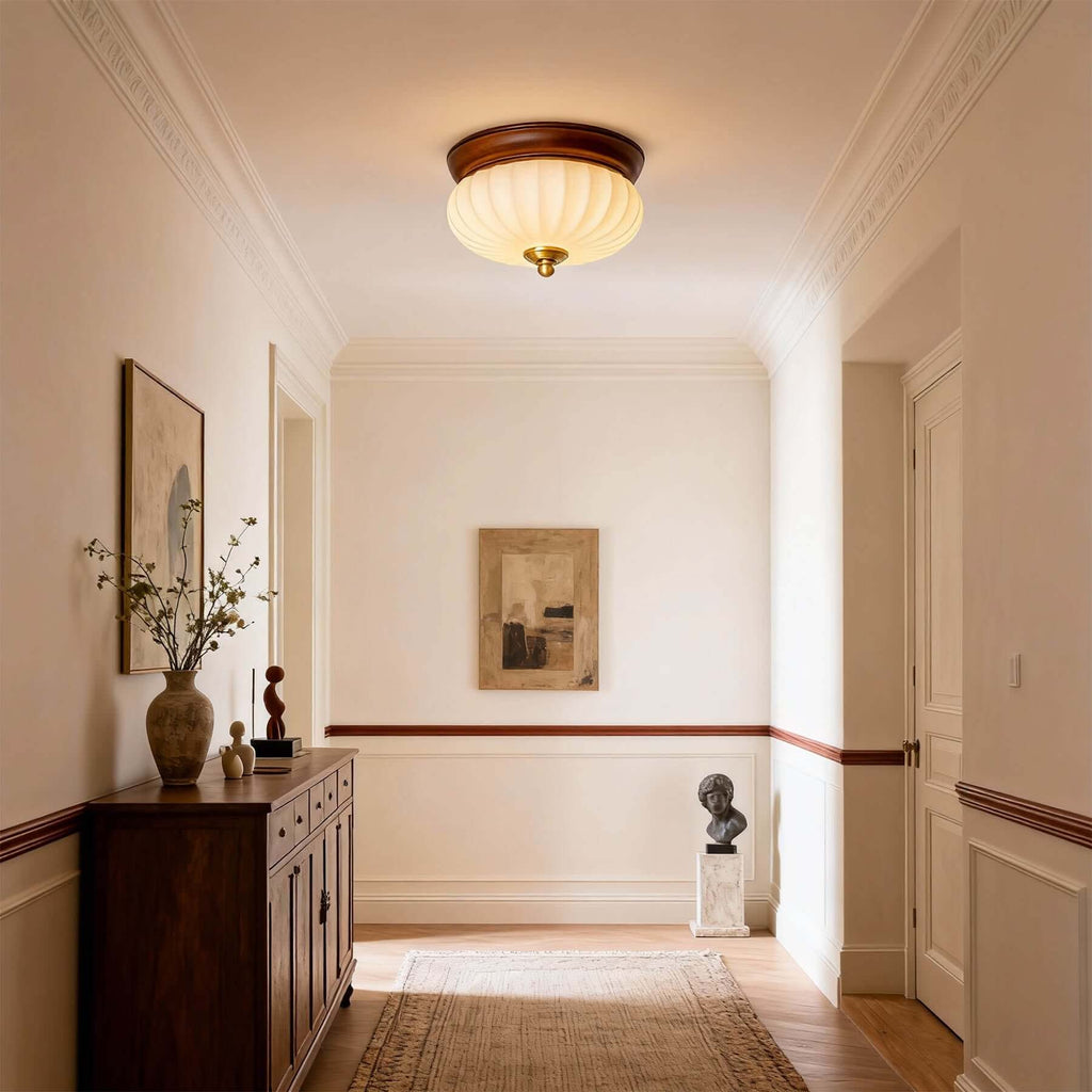 Firavo Milk Glass Ceiling Lamp | Wabi-Sabi Flush Mount Bedroom Light