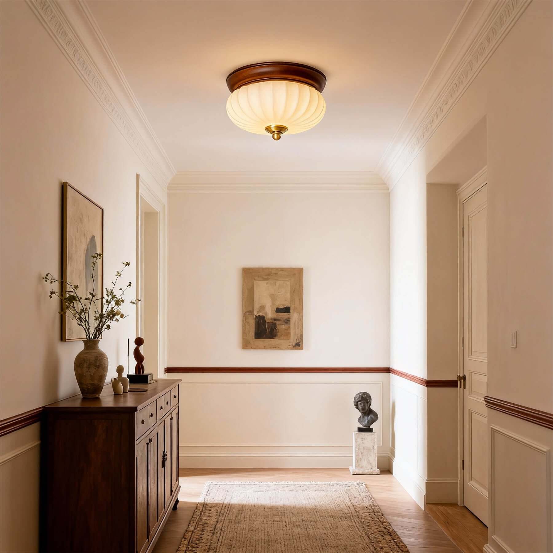 Firavo Milk Glass Ceiling Lamp | Wabi-Sabi Flush Mount Bedroom Light