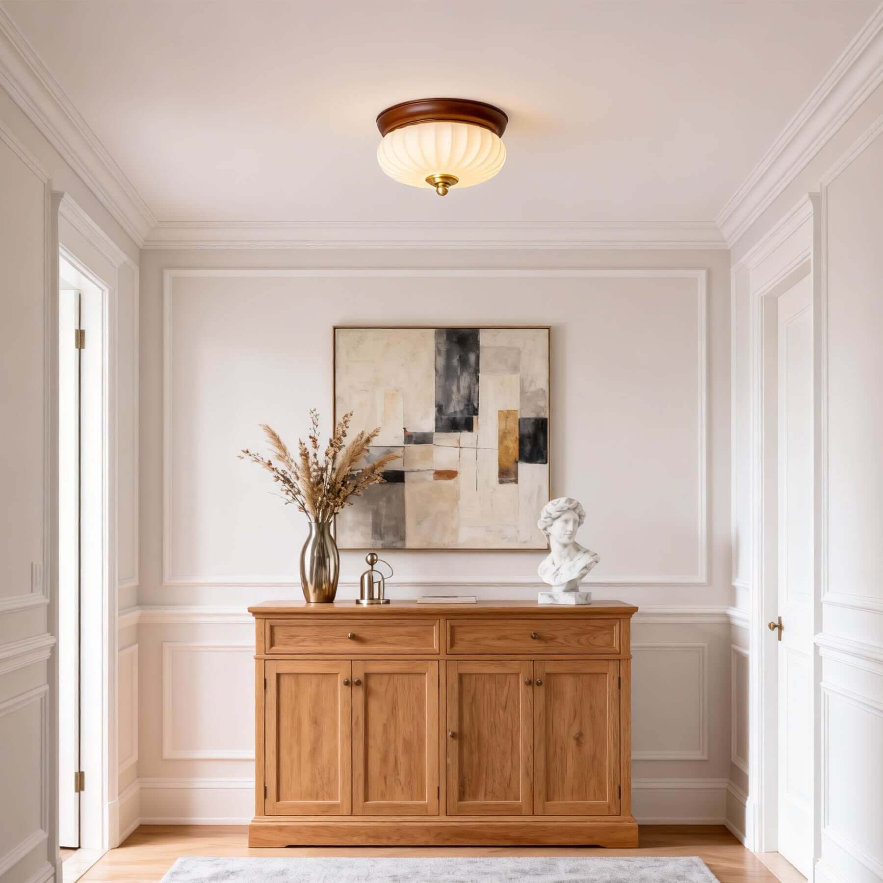 Firavo Milk Glass Ceiling Lamp | Wabi-Sabi Flush Mount Bedroom Light