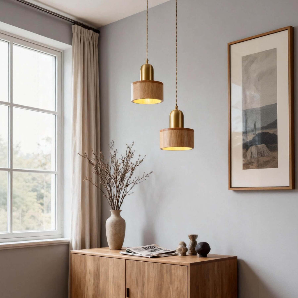 Fivaro Wood Pendant Lamp | Japandi Small Hanging Light