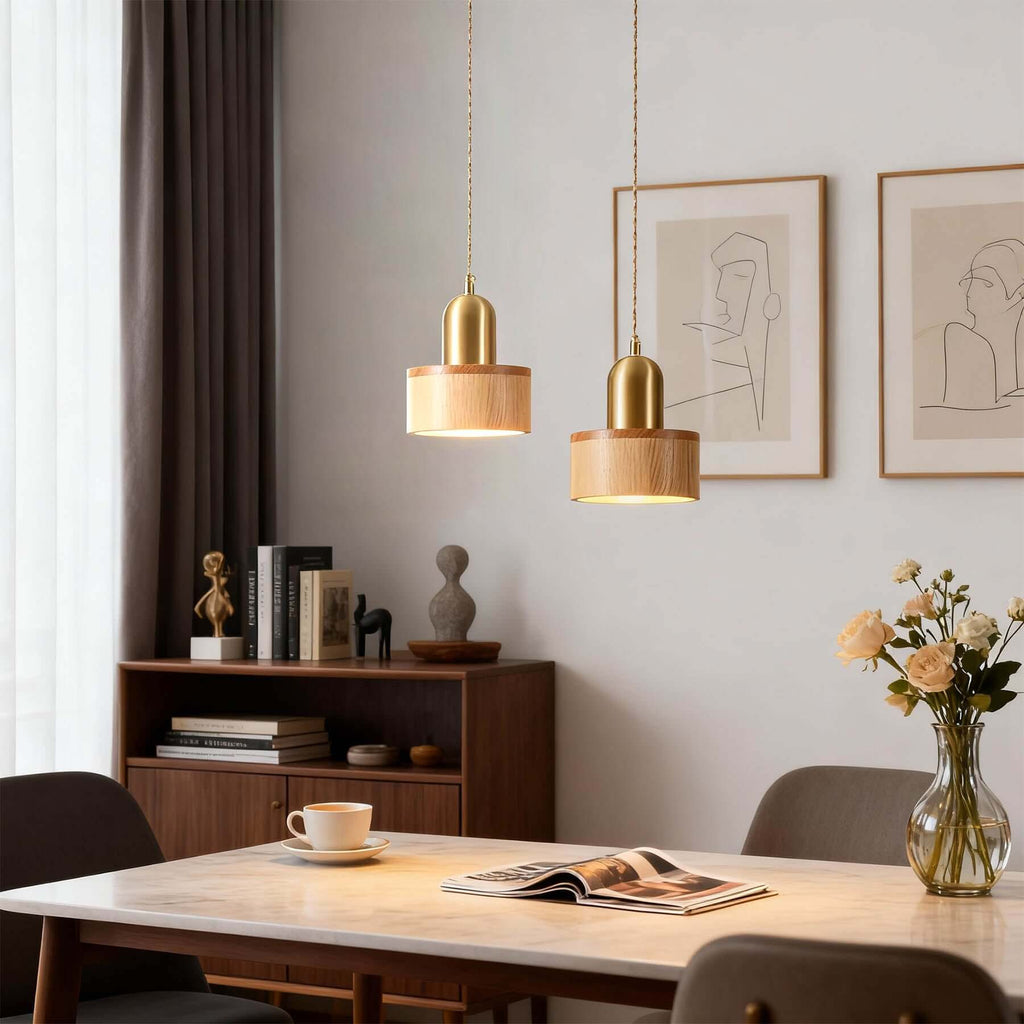 Fivaro Wood Pendant Lamp | Japandi Small Hanging Light