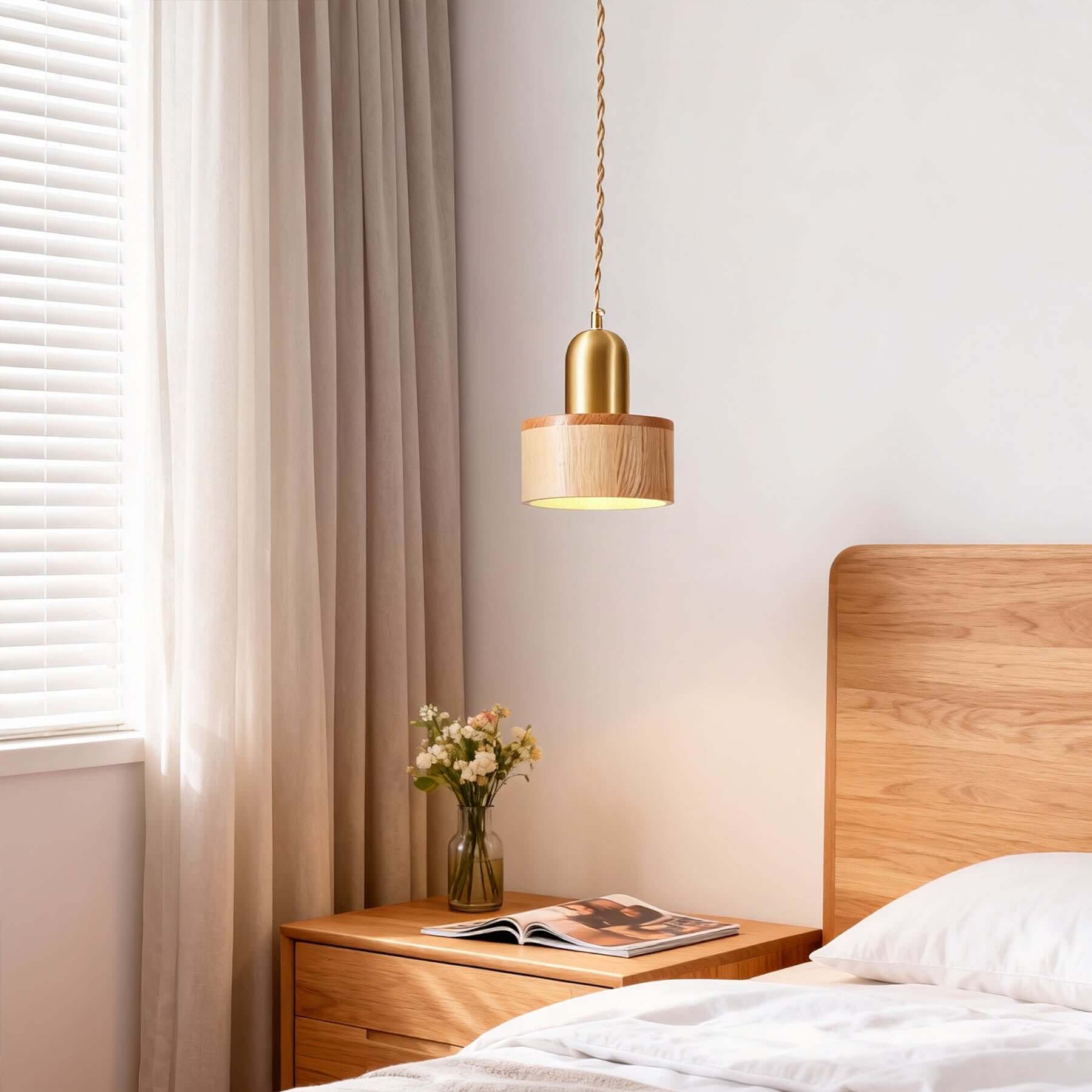 Fivaro Wood Pendant Lamp | Japandi Small Hanging Light