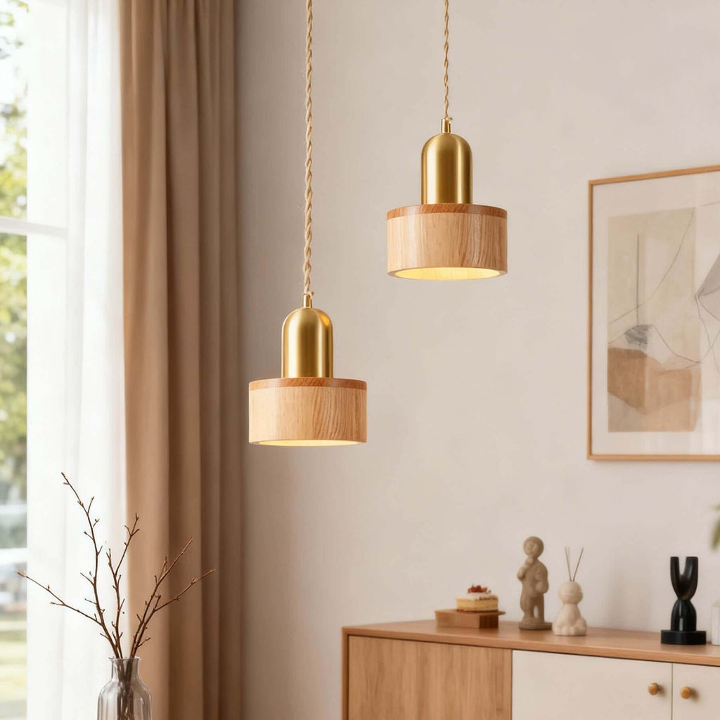 Fivaro Wood Pendant Lamp | Japandi Small Hanging Light