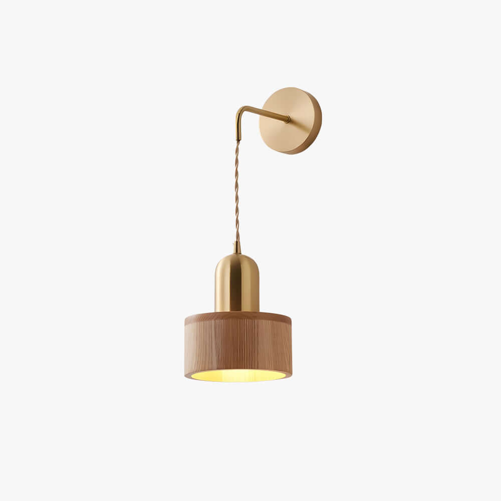 Fivaro Wood & Brass Wall Light | Japandi Bedside Accent Sconce