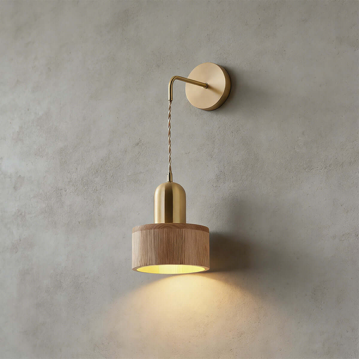 Fivaro Wood & Brass Wall Light | Japandi Bedside Accent Sconce