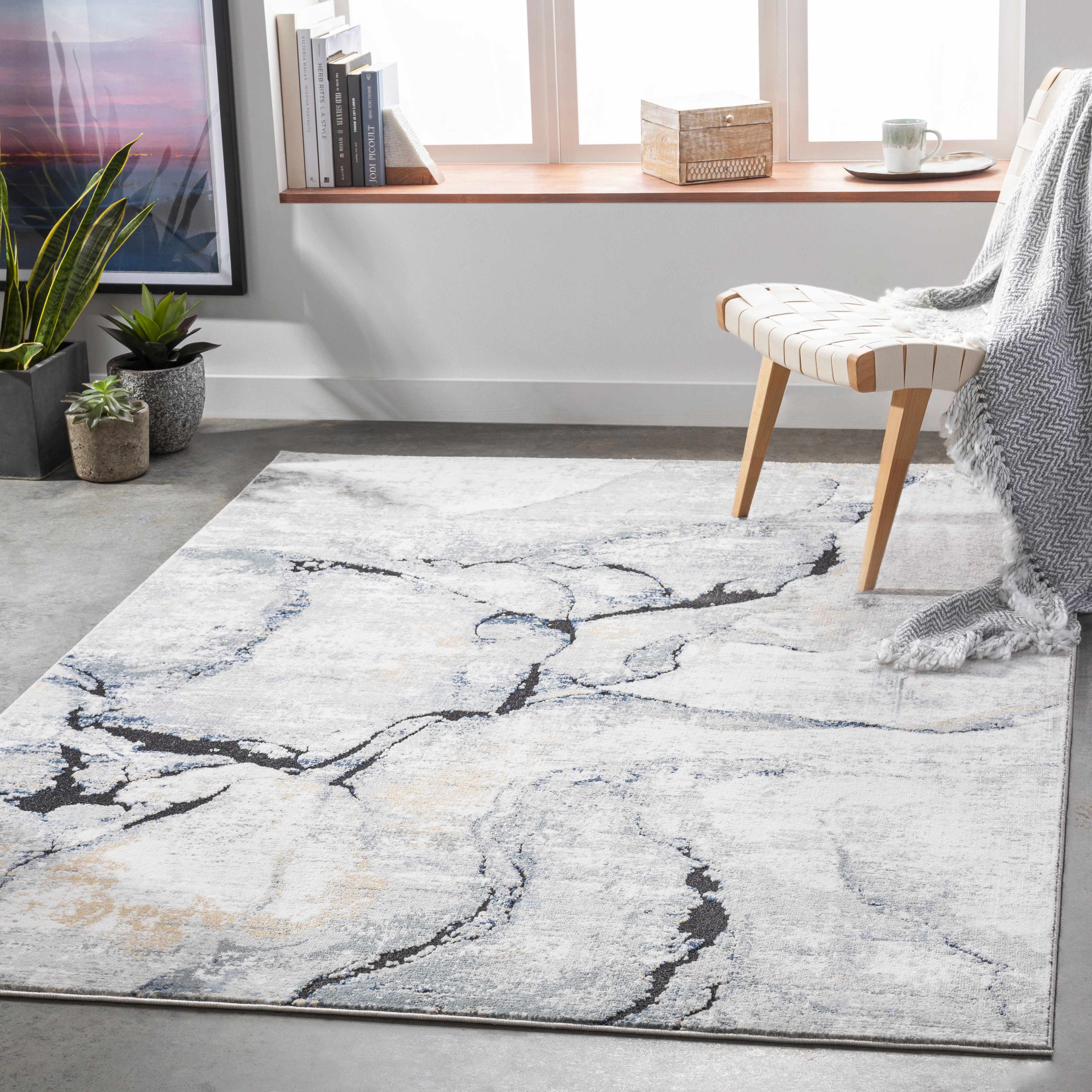 Fremantle Gray Marble Area Rug | Abstract Modern Rug – Boutique Rugs