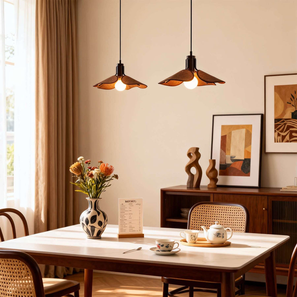 Givora Fabric Pendant Light | Scandinavian Wide Round Hanging Lamp