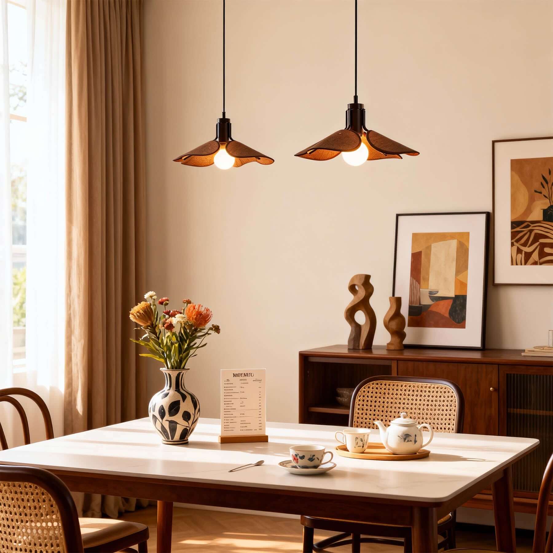 Givora Fabric Pendant Light | Scandinavian Wide Round Hanging Lamp