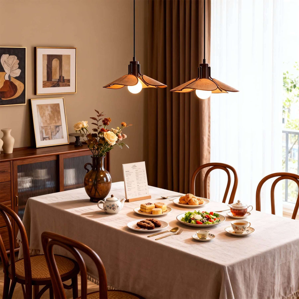 Givora Fabric Pendant Light | Scandinavian Wide Round Hanging Lamp