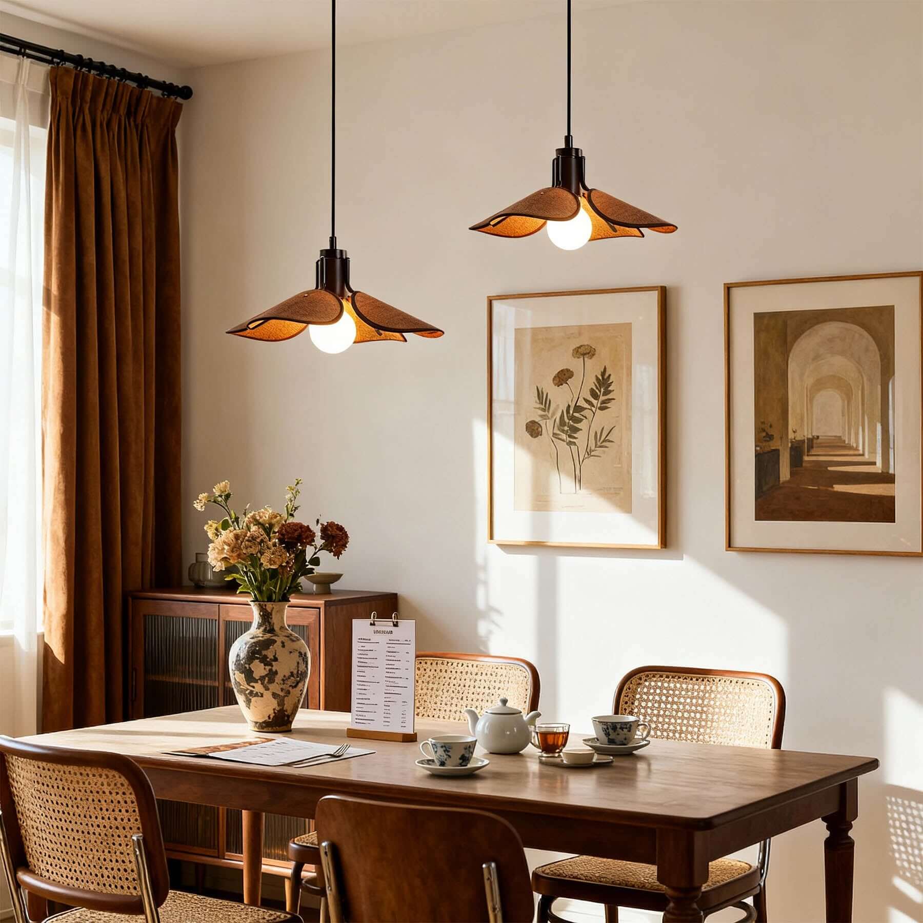 Givora Fabric Pendant Light | Scandinavian Wide Round Hanging Lamp