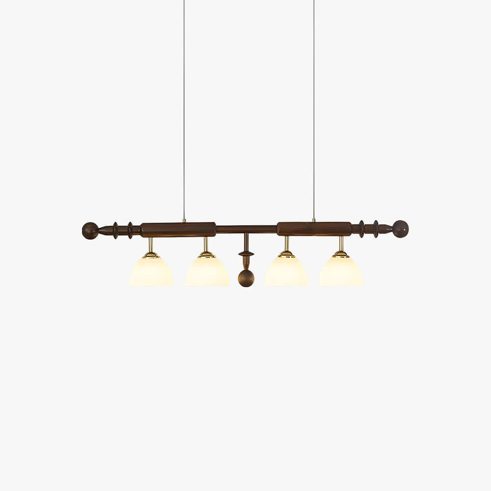 Havilo Linear Wood Chandelier | Long Dining Room Statement Light