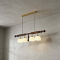 Havilo Linear Wood Chandelier | Long Dining Room Statement Light