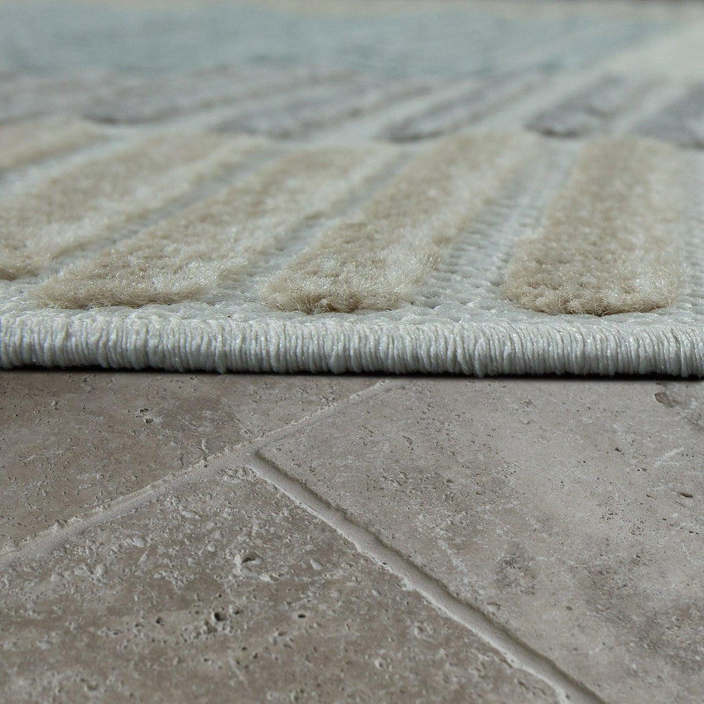 Marrakesh Carved Outdoor Rug | Waterproof Brown & Blue Design