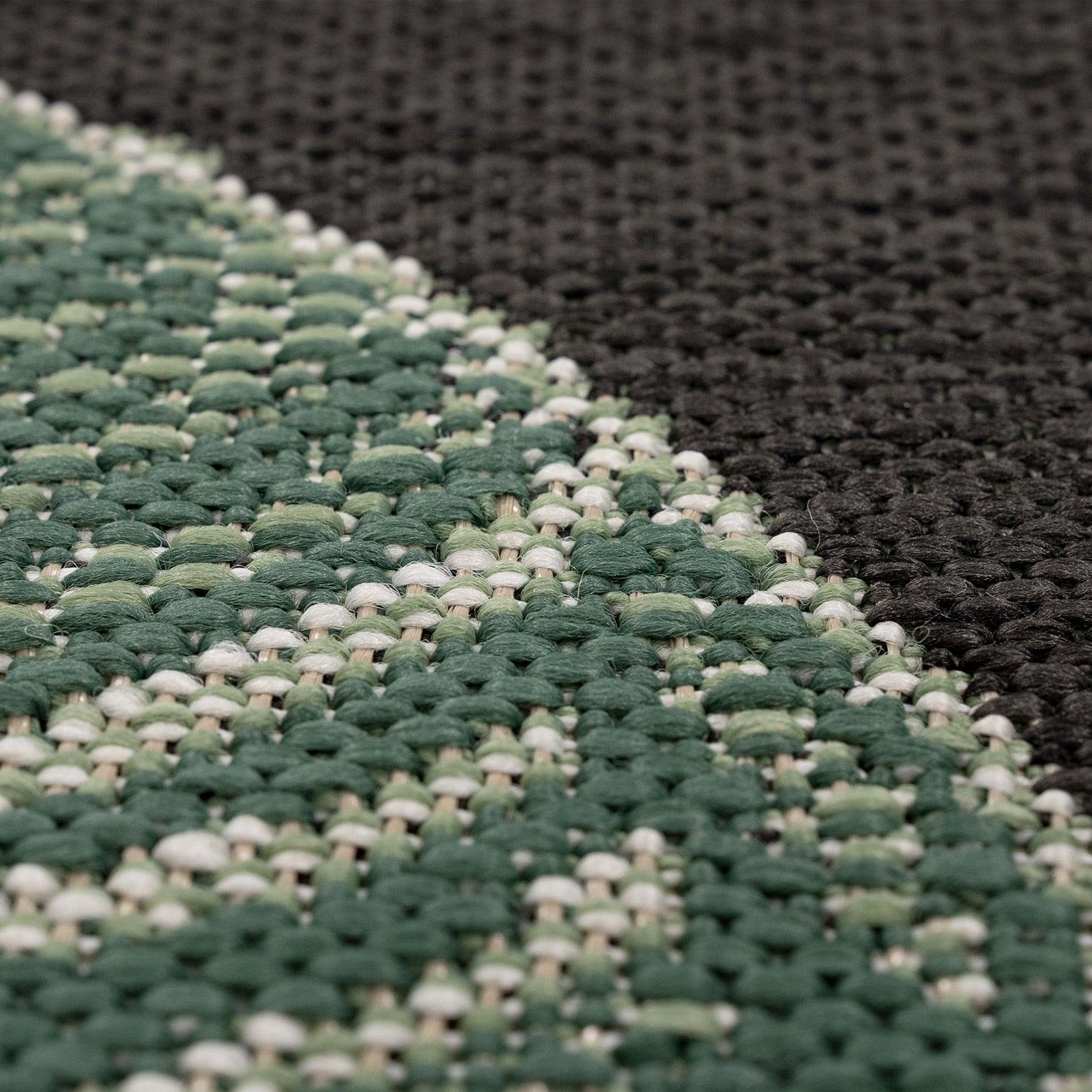 Ostende Jungle Leaves Outdoor Rug | Waterproof Black & Green Design