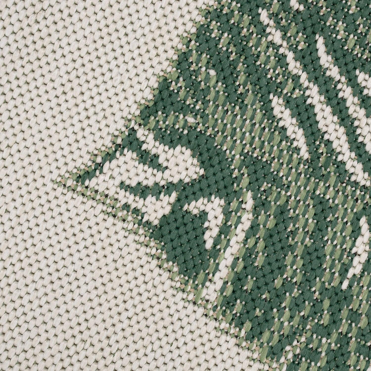 Ostende Jungle Leaves Indoor/Outdoor Rug | Waterproof Cream & Green Design
