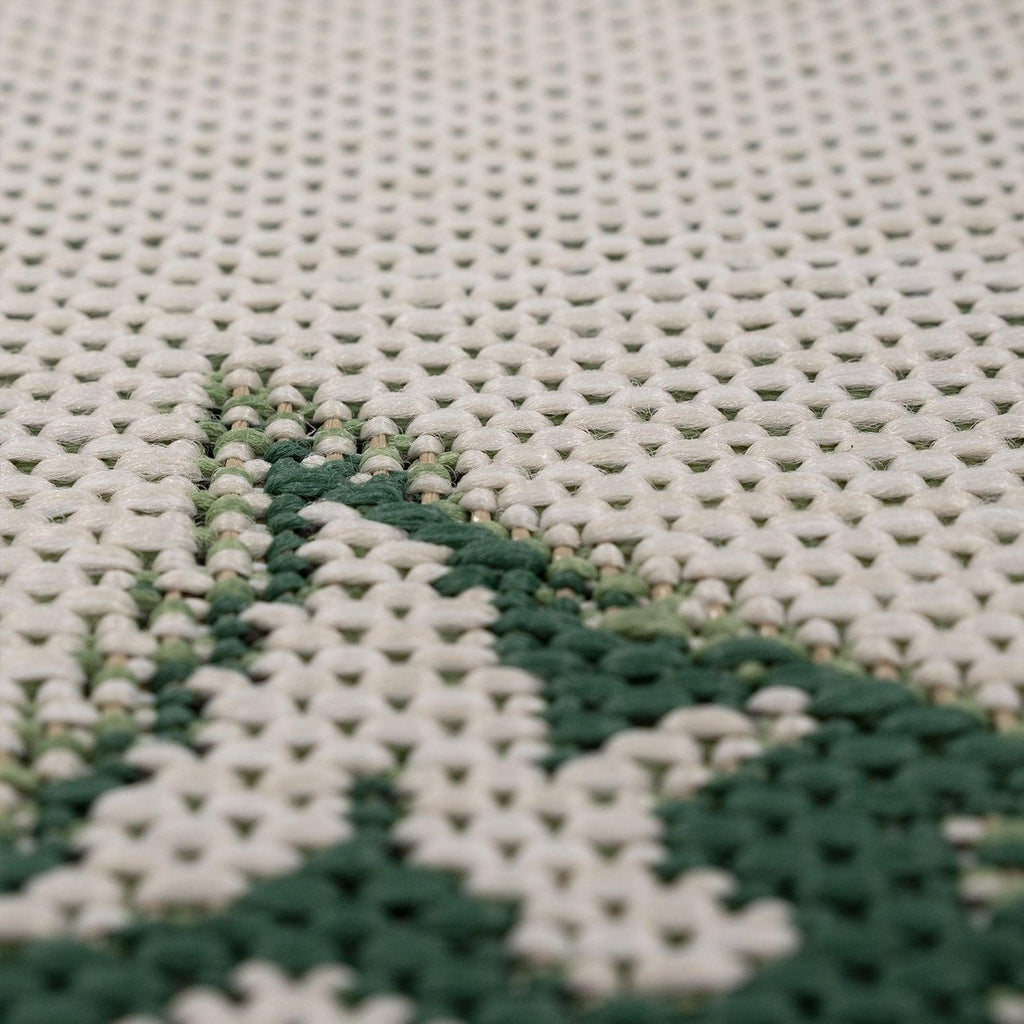 Ostende Jungle Leaves Indoor/Outdoor Rug | Waterproof Cream & Green Design