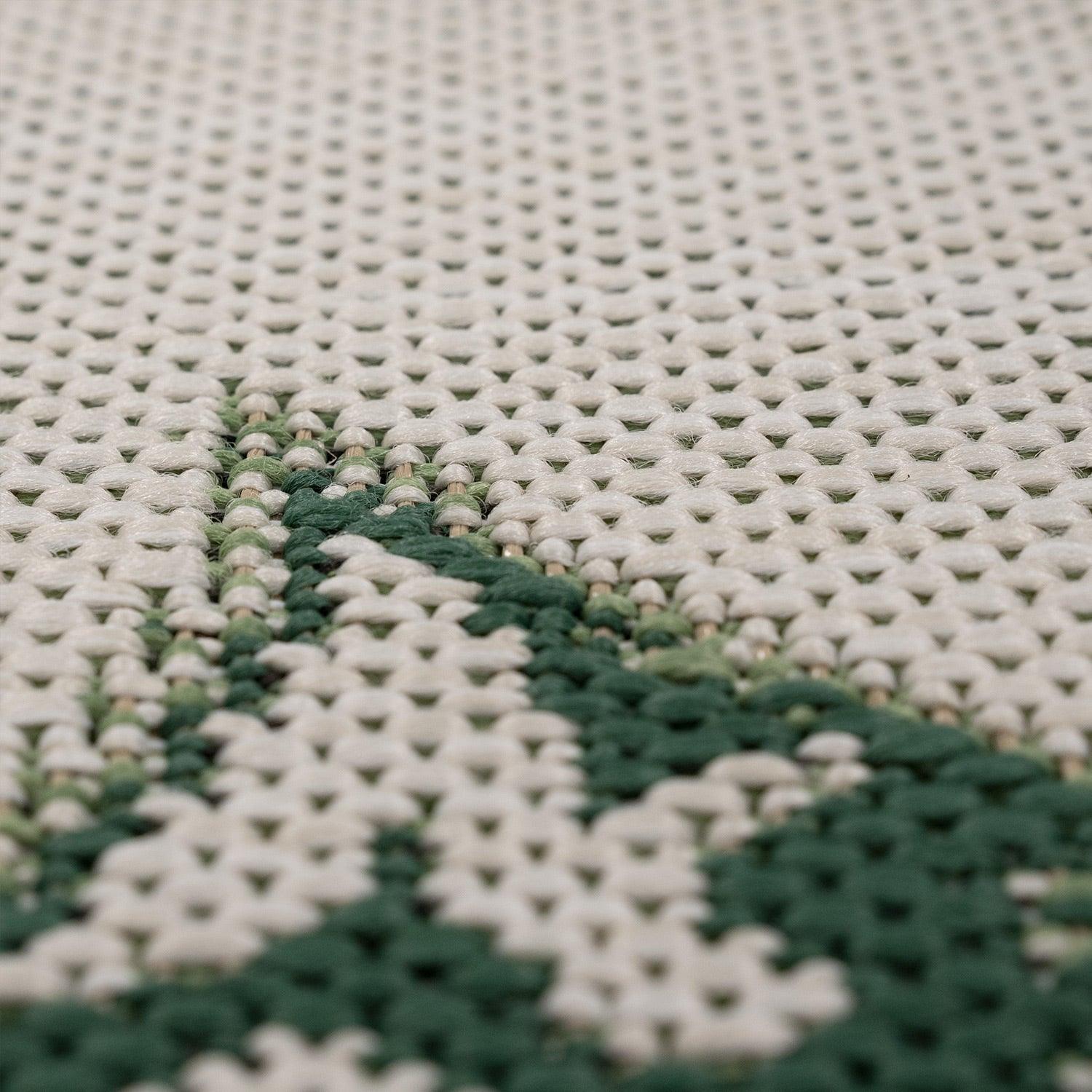 Ostende Jungle Leaves Indoor/Outdoor Rug | Waterproof Cream & Green Design