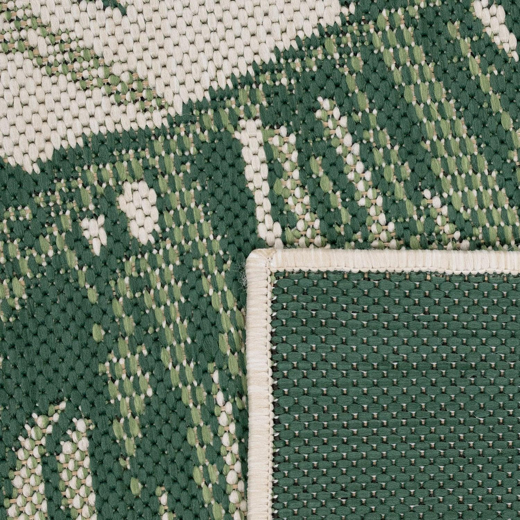 Ostende Jungle Leaves Indoor/Outdoor Rug | Waterproof Cream & Green Design