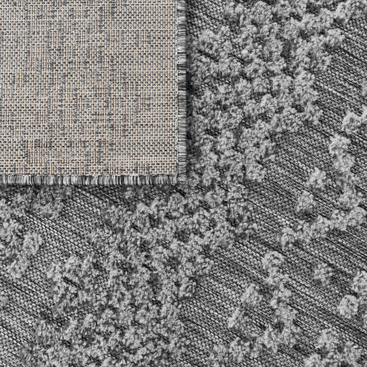 Outdoor Rug Marrakesh High/Low Effect Trellis in Anthracite