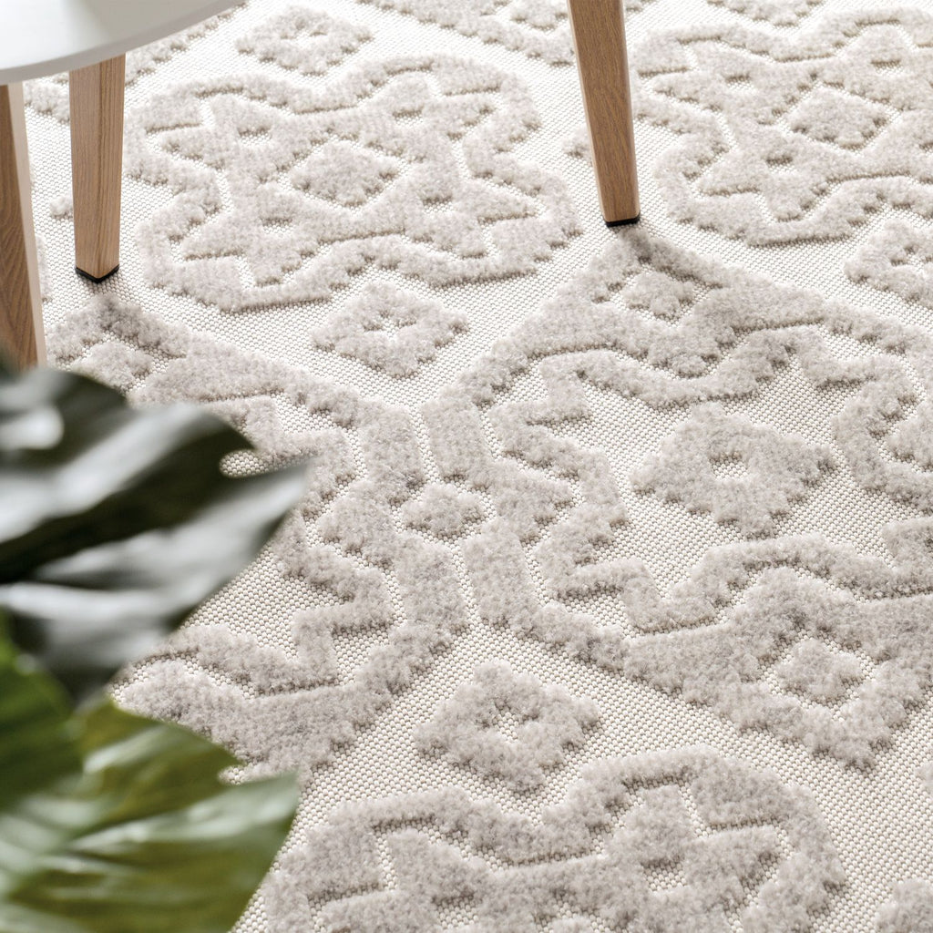 Outdoor Rug Marrakesh High/Low Effect Trellis in Cream