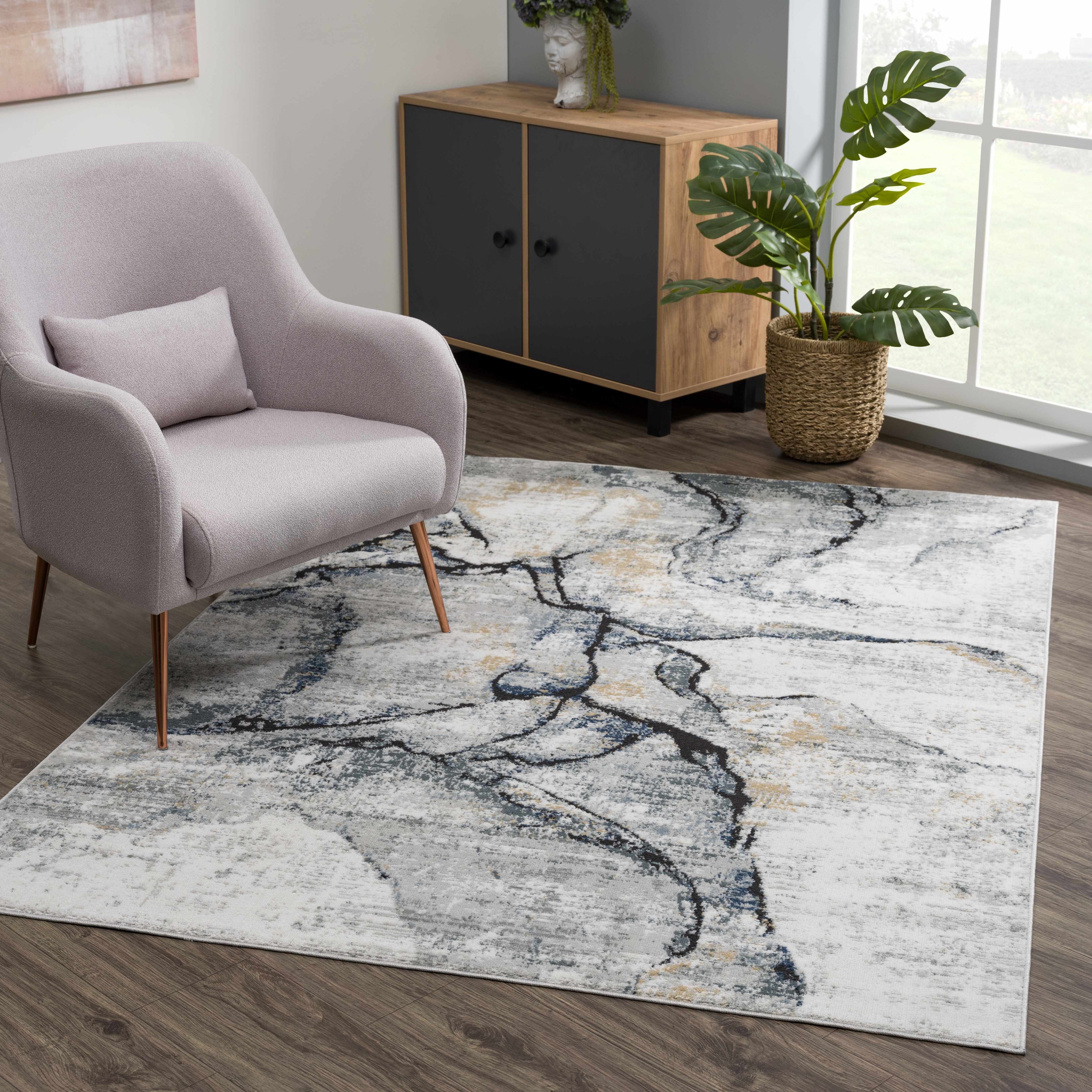 Fremantle Gray Marble Area Rug | Abstract Modern Rug – Boutique Rugs